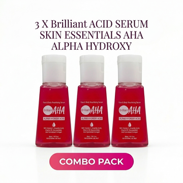 3 Pcs Combo - Brilliant ACID SERUM SKIN ESSENTIALS AHA ALPHA HYDROXY 30ml