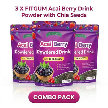 FITGUM Acai Berry Drink Powder with Chia Seeds - 3 PCS combo