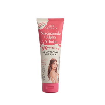 LUXE ORGANIX NIACINAMIDE + ALPHA ARBUTIN 3X WHITENING VELVET SHOWER SALT SCRUB
